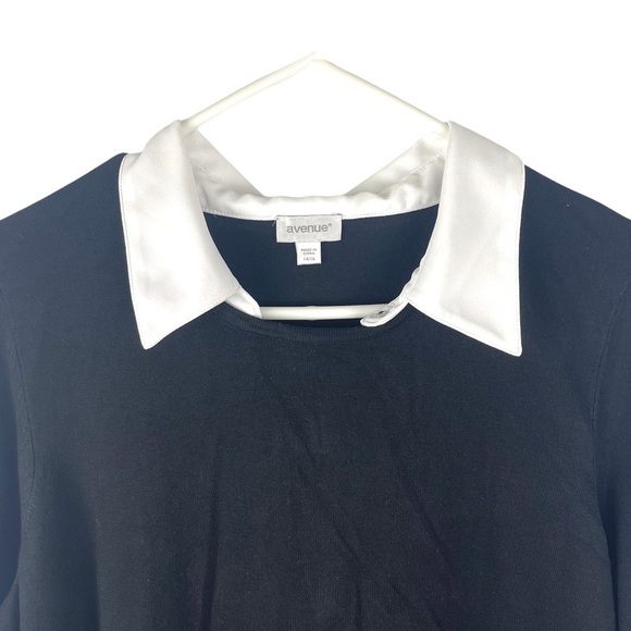 Avenue Black & White Layered Look Sweater with Removable Collar - Picture 4 of 9
